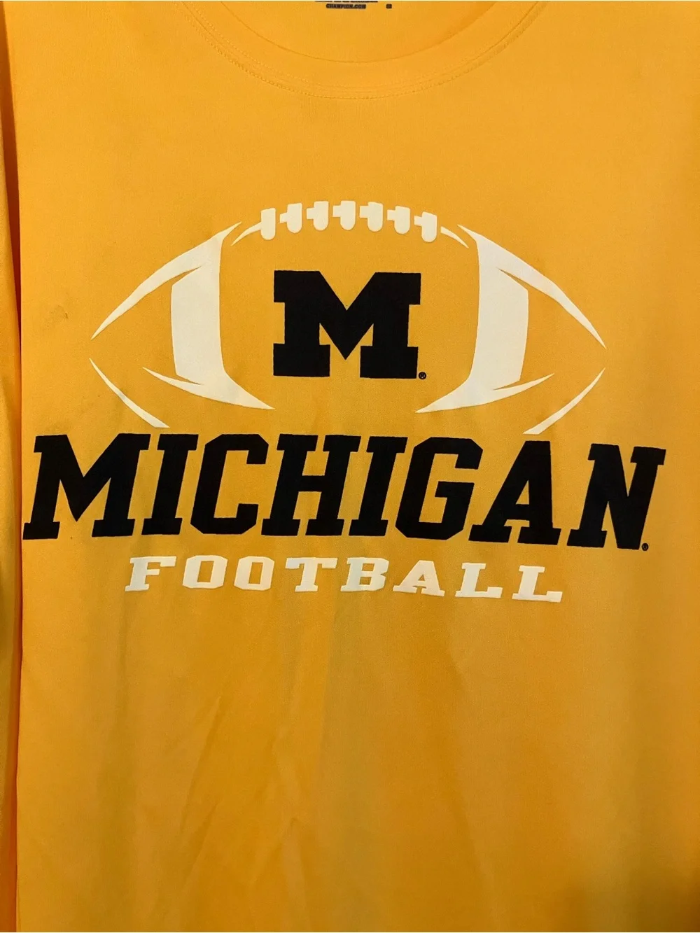 Michigan Wolverines Football Champion Yellow Short Sleeve Shirt Size 2XL - Picture 2 of 3